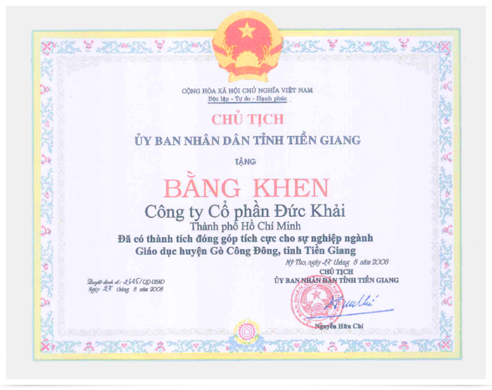 Đóng góp cho sự nghiệp ngành giáo dục huyện Gò Công Đông, tỉnh Tiền Giang
