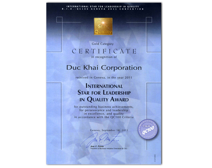 International Star for Leadership in Quality Award